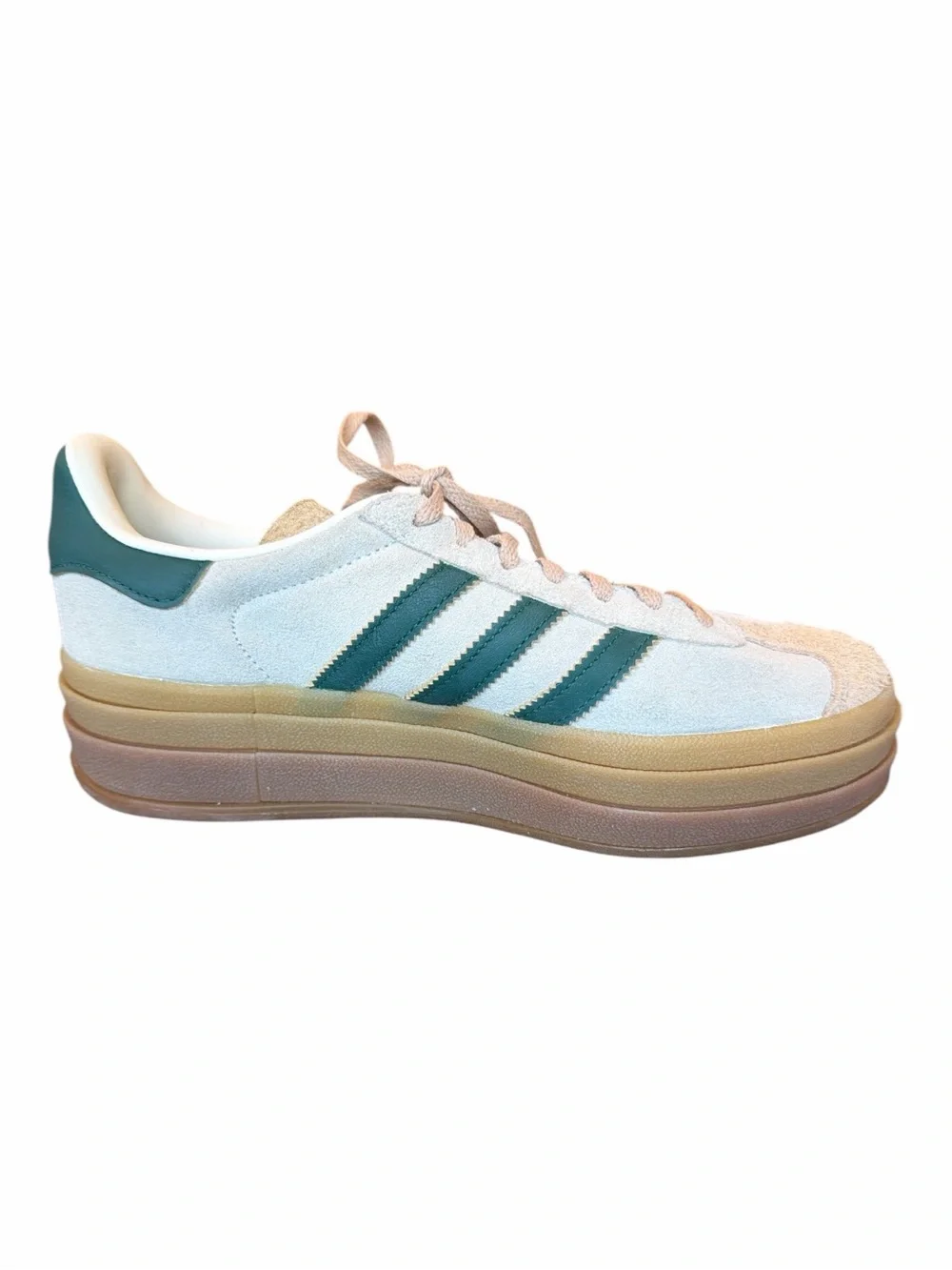 Adidas Gazelle Bold Green Off White Size 6 1/2 Suede Leather Gold Branding - Picture 9 of 14